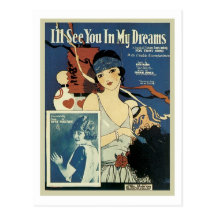 I'll See You In My Dreams Vintage Songbook Cover Post Card
