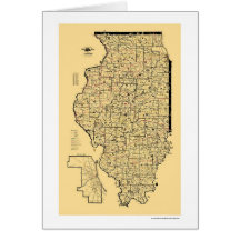 Illinois Railroad Map 1897 Greeting Cards