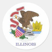 Illinois State Flag Round Sticker