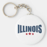 Illinois Three Stars Design Keychains