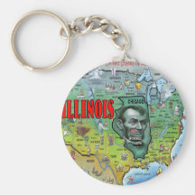 Illinois USA Map Key Chain