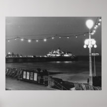 Illuminated Pier at Night Poster