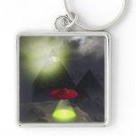 Illuminati Pyramid and UFO Keychain