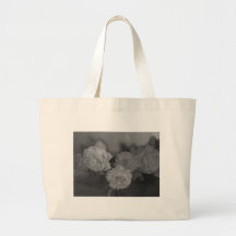 Illustrated black & white roses custom template tote bags