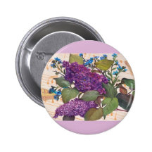 illustrated lilac butterfly theme wedding pinback button