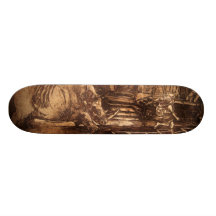 Illustrated Rhino Chasing Girl Skate Board