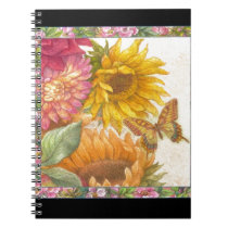 illustrated sunflower & butterfly personalise gift notebooks