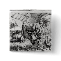Illustration for 'The Dog and the Ox' Buttons