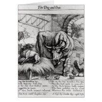 Illustration for 'The Dog and the Ox' Greeting Card