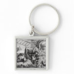 Illustration for 'The Dog and the Ox' keychains