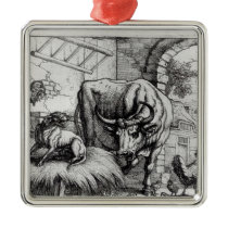 Illustration for 'The Dog and the Ox' Christmas Tree Ornament