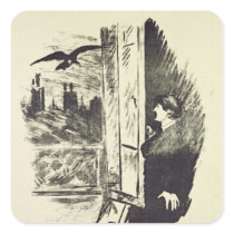 Illustration for 'The Raven' Square Stickers