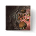 Illustration of a blood vessel with burgers buttons