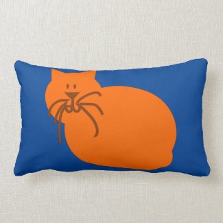 Illustration of a cat a vector design blue pillow