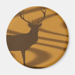 Illustration Of A Deer In Walnut On Oak Background Refrigerator Magnets