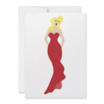 Illustration of a stylish woman in a red dress invitations