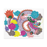 Illustration of Chinese dragon with vibrant 2 Postcards