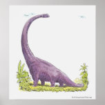 Illustration of Giraffatitan dinosaur posters