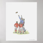 Illustration of men playing rugby jumping in air print