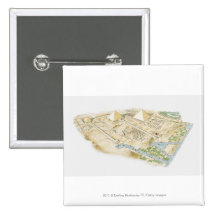 Illustration of Pyramids of Giza Pinback Buttons