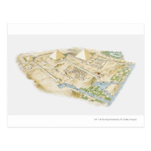 Illustration of Pyramids of Giza Postcards