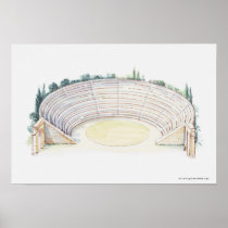 Illustration of Roman amphitheatre Poster