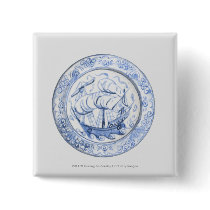 Illustration of ship on 16th century Iznik plate Buttons