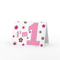 "I'm 1" Pink And Brown Flowers Birthday