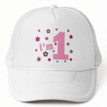 "I'm 1" Pink And Brown Flowers Birthday