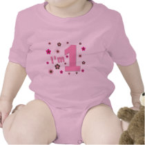 "I'm 1" Pink And Brown Flowers Birthday Shirts