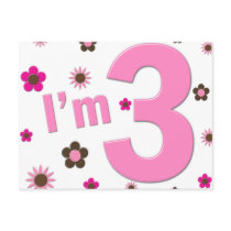 "I'm 3" Pink & Brown Flowers