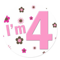 I'm 4 Pink & Brown Flowers