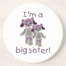 I'm a big sister (purple puppies) beverage coasters