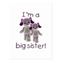 I'm a big sister (purple puppies) post card