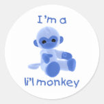 I'm a l'il monkey (blue) round stickers