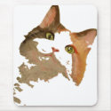 I'm All Ears: Calico Cat Portrait mousepads