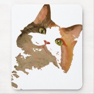 I'm All Ears: Calico Cat Portrait Mousemats by taiche