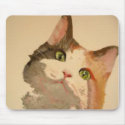 I'm All Ears: Calico Cat Portrait mousepads