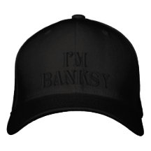 I'm Banksy Stencil Basic Black Flexfit Wool Cap Embroidered Baseball Cap