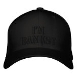 I'm Banksy Stencil Basic Black Flexfit Wool Cap embroidered hats