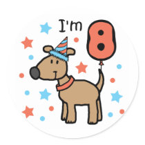 I'm Eight Doggie Round Stickers