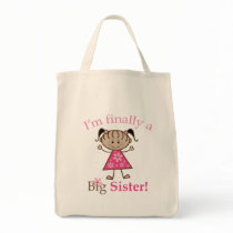 I'm Finally a Big Sister Ethnic Stick Figure Girl Tote Bags