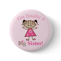 I'm Finally a Big Sister Ethnic Stick Figure Girl Pins