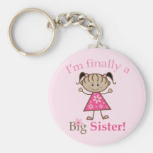 I'm Finally a Big Sister Ethnic Stick Figure Girl Key Chain