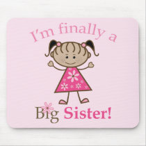 I'm Finally a Big Sister Ethnic Stick Figure Girl Mousepads