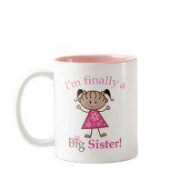 I'm Finally a Big Sister Ethnic Stick Figure Girl Mugs