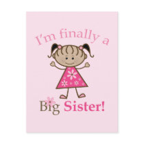 I'm Finally a Big Sister Ethnic Stick Figure Girl Post Card