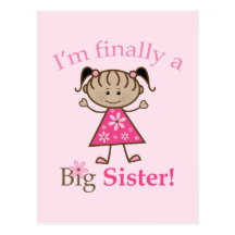 I'm Finally a Big Sister Ethnic Stick Figure Girl Post Card