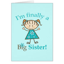 I'm Finally a Big Sister Stick Figure Girl Greeting Card