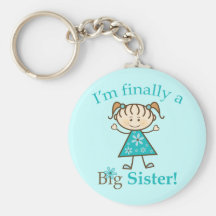 I'm Finally a Big Sister Stick Figure Girl Key Chains